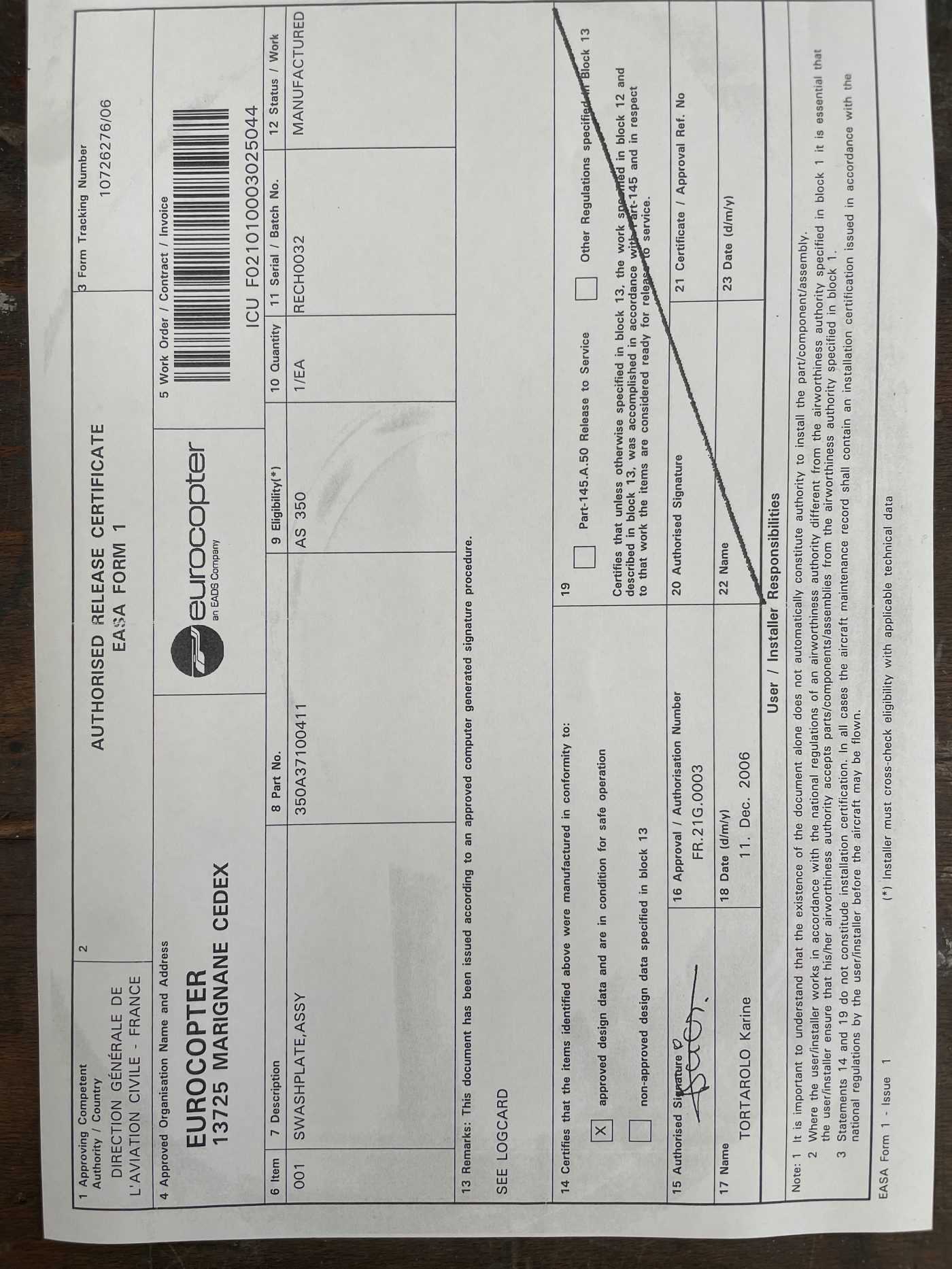 SWASHPLATE, ASSY
